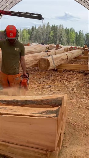 163K views · 2.1K reactions | Crazy log in our Colorado build, always lots of clean up to do on the character wood | Langberg Log Homes | Facebook