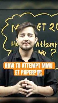 MMU ET Exam Me Paper Kaise Solve Kare? 🚨#shorts | Prateek Sir