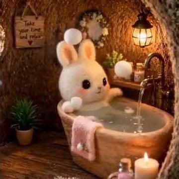 Little Bunny Gets Ready for a Bath in a Tree Hollow 🐰🫧❄️