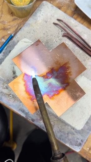 annealing 🔥🌈😝 #copper #annealing #metalwork #metalsmith #rainbows | Metal Work