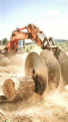 2. 💪 Amazing Hitachi ZX400 Machine in Action | Wood Cutting & Log Handling 😱🌳