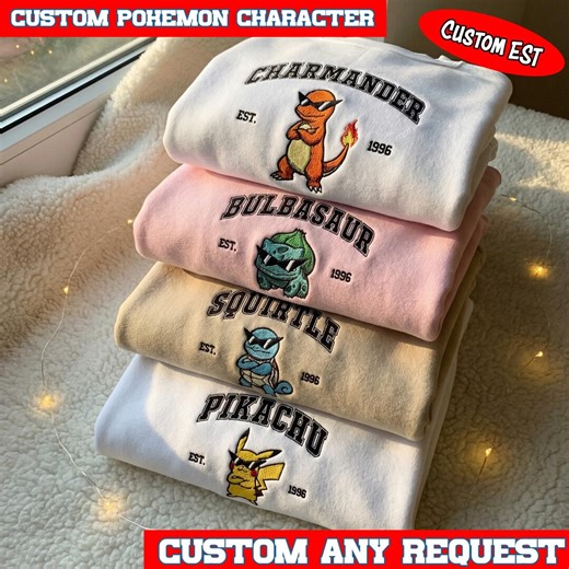 Poké Embroidered Shirt, Poke Monster Movie Shirt, Poké Movie Top, Birthday Gift for Poké Fans, Y2k Poke Shirt, Poke Gift - Etsy