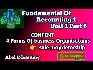 Sole Proprietorship /Fundamental of Accounting 1 unit 1 part 6 #abel #SoleProprietorship #ebs #abela