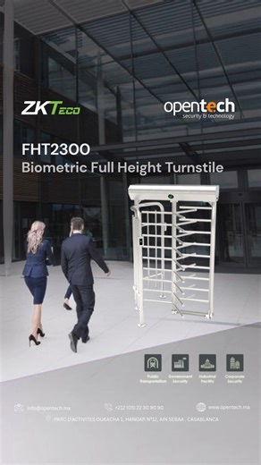 OPENTECH on Instagram: "🔐 ZKTeco FHT2300 – Sécurité maximale pour vos accès Le tourniquet pleine hauteur FHT2300 est la solution idéale pour un contrôle d’accès fiable et robuste dans les environnements exigeants. Conçu en acier inoxydable, il garantit un passage sécurisé, fluide et durable, compatible avec RFID et solutions biométriques. ✔️ Haute sécurité ✔️ Structure robuste & durable ✔️ Adapté aux sites à fort trafic ✔️ Intégration facile avec systèmes de contrôle d’accès 👉 Disponible chez 