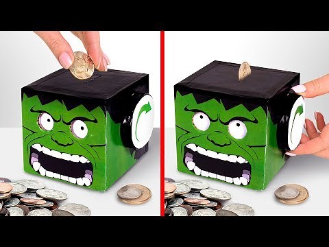 見張り役の目が動く段ボールの貯金箱を作ってみよう