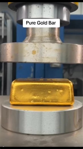 Crushing a 24k Pure Gold Bar with a Hydraulic Press
