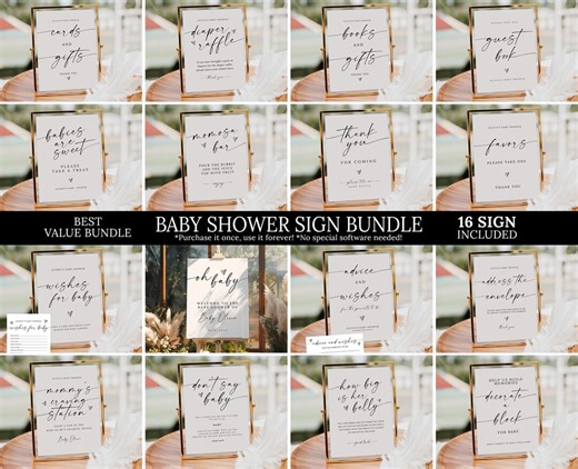 Baby Shower Sign Bundle, Baby Shower Sign Set, Printable Baby Shower Table Signs, Oh Baby Welcome Sign Template, Advice and Wishes, Favors - Etsy
