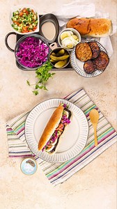 Meet Sabich, the number 1 Israeli breakfast sandwich.🇮🇱😍 Every bite is packed with mouthwatering flavors.🤤 RECIPE:💥 INGREDIENTS 4 rolls of Frena bread or pita bread 1 large eggplant, sliced into rounds Oil for frying 4 large hard boiled eggs, sliced ½ cup red cabbage, shredded 4 pickles, sliced 4 tbsp tahini Kosher Salt Coarsely ground black pepper Amba (optional) Israeli salad 2 cucumbers, finely chopped 2 tomatoes, finely chopped ½ cup parsley, finely chopped Olive oil, lemon juice, salt 