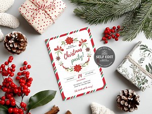 Christmas Party Star Invitation, Holiday Invitation, Festive Office, Friends’mas Printable Holiday, Editable Canva Template - Etsy
