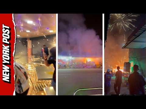 HORRIFYING Moment Explosion in Fireworks Stall Causes Chaos in Nearby Restaurant