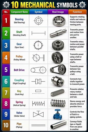 10 Essential Mechanical Symbols & Their Functions Explained ⚙️ #shorts