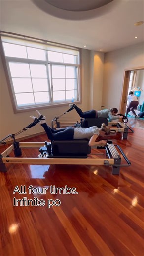 Pilates instructor - Teacher - Inventor on Instagram: "Unlock advanced integration on the Reformer using long box prone with Konnections 4-strap setup. By connecting all four limbs, you expand the proprioceptive map and offer your clients endless options: from highly supported work to contralateral loading and full cross-body integration. Ideal for teaching control, stability, and creative movement progressions. Reformer’da ileri düzey bütünlük sağlamak için uzun kutu üzerinde yüzüstü pozisyonda