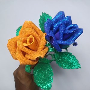 121K views · 8.7K reactions | Rose Making Tutorial | How to Make Glitter Foam Sheet Rose Flower | DIY Glitter Paper Crafts | SmirchS | Facebook