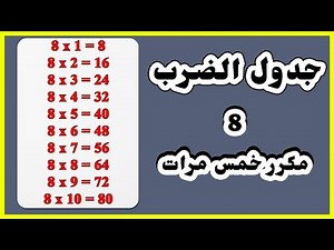جدول الضرب 8 مكرر للاطفال