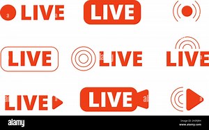 Live streaming icons. Livestream icon, stream broadcast online isolated logo. Internet video signs, utter tv radio or news media vector symbols Stock Vector Image & Art - Alamy