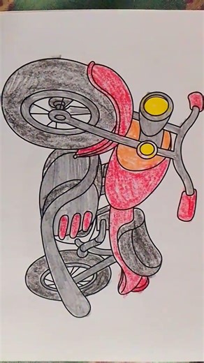 How to easy colour motorcycle drawing✍️🏍️