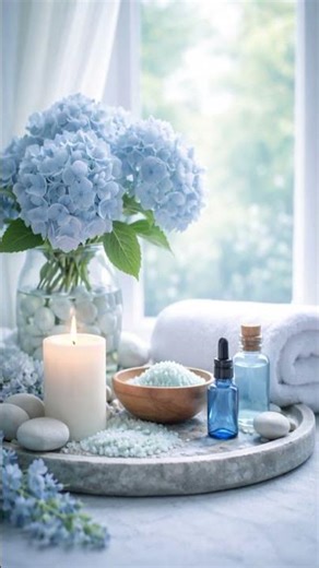 Candle & Blue Flowers ASMR Relaxation