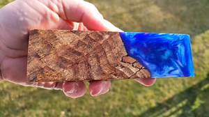 Stabilized Natural Maple Burl Cast in Purple, Blue and White Resin Hybrid Hidden Tang Knife Block Handle Material - Etsy