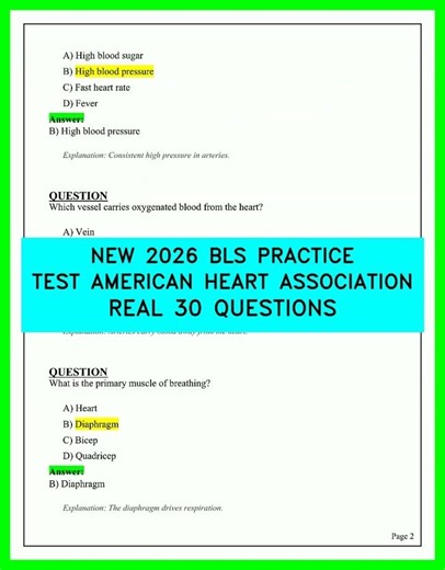 BLS PRACTICE TEST AMERICAN HEART ASSOCIATION NEW 2026 REAL 30 QUESTIONS PRACTICE EXAM VIDEO 2026