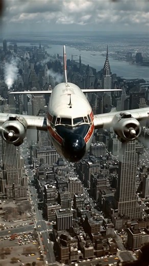 DC 6 Over Manhattan — 1960s Aviation in Stunning Ultra HD