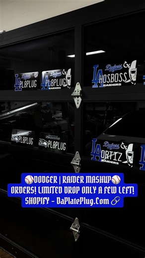 Huge thank you to everyone who secured our Dodgers | Raiders Mashup Vanity Plates 🏴‍☠️💙 The support has been crazy and we truly appreciate every single order 🙏🏼 We are officially running low… once they’re gone, they’re gone ⏳ Secure yours now before we sell out: 👉 DaPlatePlug.com ⚠️ Disclaimer: These are vanity plates intended for off-road/show use only. Any fines or penalties are the responsibility of the customer.