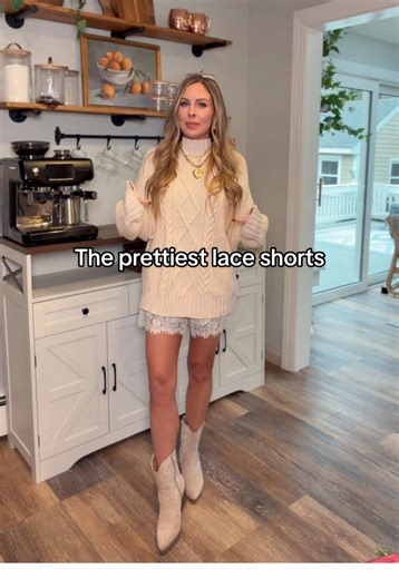 Lace shorts but actually wearable 😍 Flowy, comfy, and not too short!! Everyone needs a pair! #laceshorts #classystyle #datenightoutfitideas #affordablefashionfinds #easyoutfits