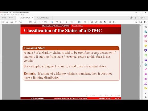 Transient State, Ergodic Markov Chains, Aperiodic & Periodic States || Tutorial 7 (K)