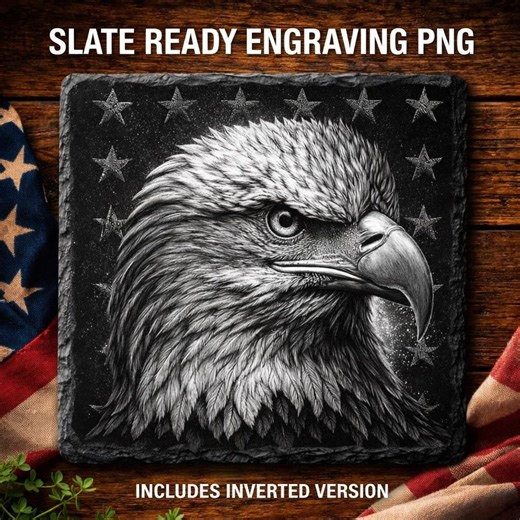 Bald Eagle American Flag Slate Coaster Design | Laser Engraving PNG | Digital Download - Etsy