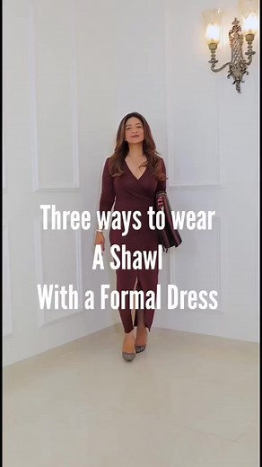 Three ways to wear a shawl with formal dress #shawl #fashionhacks #shawltutorial #scarf #winterwear | SpazMo Fashion