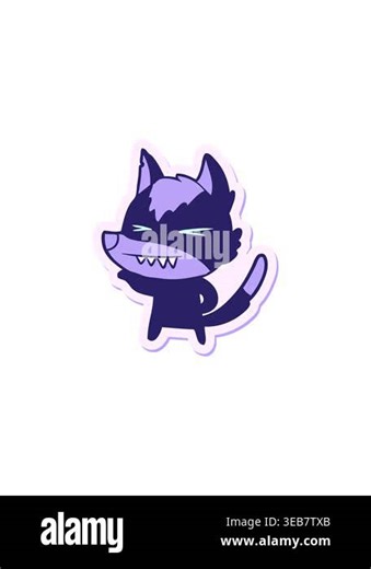 sales flash animation of angry wolf cartoon sticker Stock Video Footage - Alamy