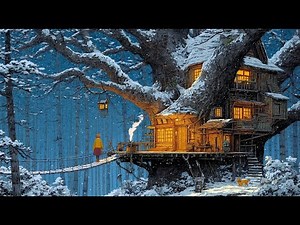 Living Alone in a Winter Treehouse: Cooking & Cozy ASMR | Ghibli snow style