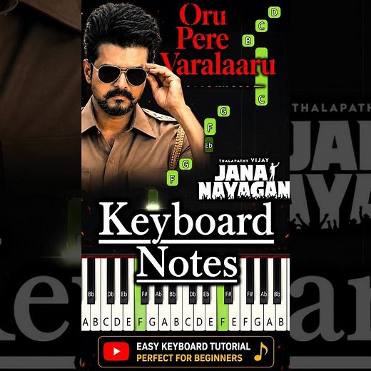 Oru Pere Varalaaru Song 🎹 | Easy Piano Tutorial | Anirudh | Jana Nayagan | Vijay | Keyboard Notes 4
