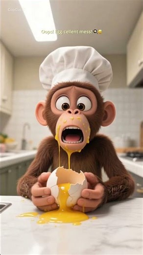 Funny Monkey Cooking in the Kitchen