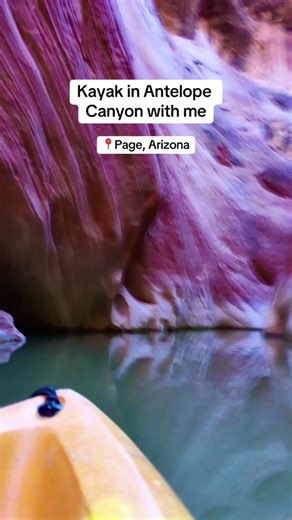 Kayaking through Antelope Canyon in Page, Arizona is one of my top favorite things to do in this world. So peaceful. 🚣🏽‍♀️ #antelopecanyon #kayaking #pagearizona #arizonatravel #travel #fyp
