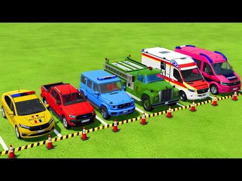 TRANSPORTING POLICE CARS, FIRE DEPARTMENT, AMBULANCE VEHICLES WITH MAN TRUCKS ! Farming Simulator 25