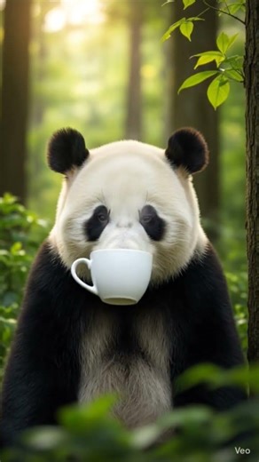 Cute panda drinking coffee in a forest,#shorts #ytshorts #viral #trending #subscribe #youtubeshorts