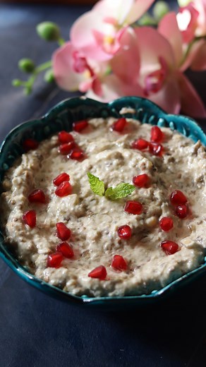 ARABIC MUTABAL A Middle-Eastern table is not complete without delicious, unctuous and smoky mutabal (roasted eggplant dip). Serve this snack or appetizer with homemade pita, vegetables or as a side to grilled proteins. Check my YouTube channel for full recipe #mutabal #arabianfood #middleeasternfood #dip #moutabal #homemade #viralreels #shaziyasrecipes | Shaziya's recipes