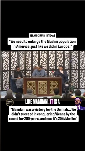 ASHER PRESS on Instagram: "Texas imam Dr. Yasir Qadhi praises Zohran Mamdani's 2025 NYC mayoral win as a "victory for the Ummah" and advocates political activism, including lobbying that thwarted Texas Governor Greg Abbott's attempts to halt a major Islamic center project. Qadhi highlights demographic shifts as a non-violent strategy for influence, noting Europe's Muslim populations—[Vienna at ~12% and London at ~15% per 2023 Pew data]—contrast Ottoman failures to conquer Vienna, calling for sim