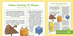 EYFS Maths: Beginning to Use Mathematical Names for 'Solid 3D' Shapes - Home Learning Challenges