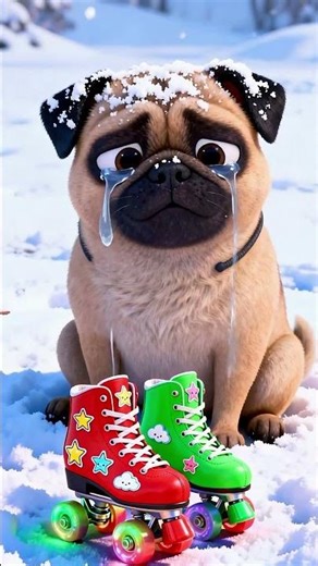 Pug Tries Roller Skating for the First Time! ⛸️🤣