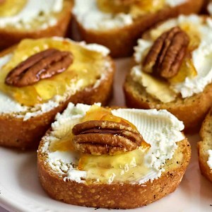 Goat Cheese Crostini Appetizer with Marmalade and Pecan