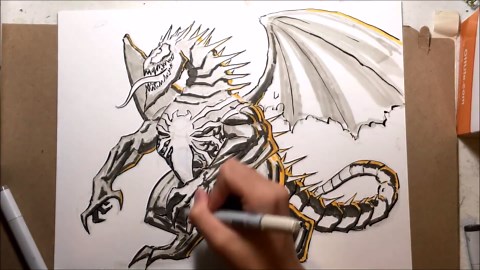 Venom Dragon Speed Drawing Using Copic Markers