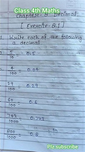 Class 4 Maths Chapter 8 Decimal Worksheet Solutions 📘 #shorts #maths #worksheet