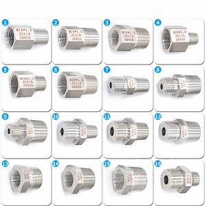[Hot Item] Thickened High Voltage 304 Stainless Steel Pressure Gauge Adapter Pressure Gauge Pipe Fittings 1/4" 3/8" 1/2" X M14*1.5 NPT
