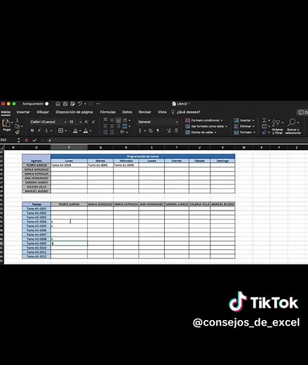 Crea la rotación de turnos automáticamente en Excel