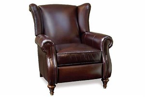 Chamberlain Leather Wingback Recliner Chair With Rolled Arms - Club Furniture