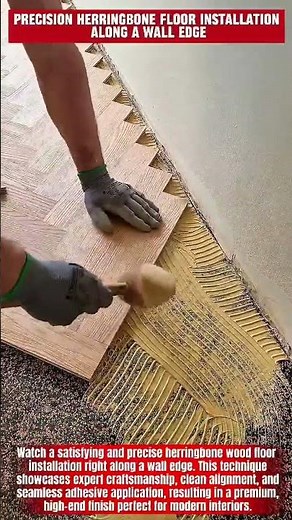 Precision Herringbone Floor Installation Along a Wall Edge #woodworking #carpentry #wood