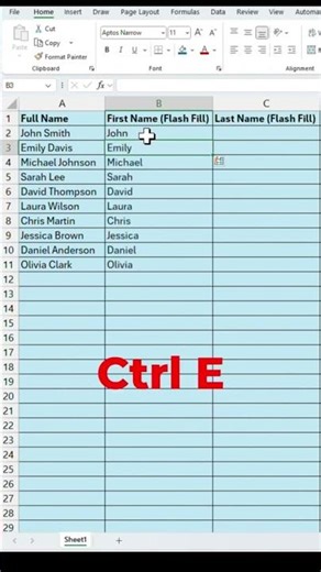 Stop Typing! Let Excel Do It for You | Flash Fill Magic 💡#shots #youtubeshorts #excel