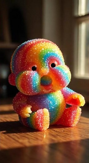 Cute Rainbow Jelly Baby Eating Sweet Candy | Satisfying Gummy ASMR😍 #oddlysatisfying #ytshorts #asmr