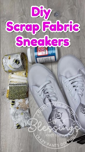Customize sneakers with fabric! #easycrafts #dollartreediy #upcycledcrafts | Blessings Craft Therapy